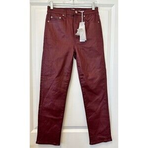 Daze Daily Driver Vegan Leather Pants Womens 27 Wine Faux Stretch Pockets Party